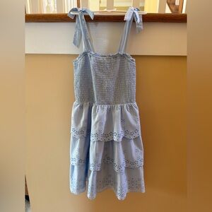 American Eagle Light Blue Eyelet Tiered Smocked Sundress Size XS